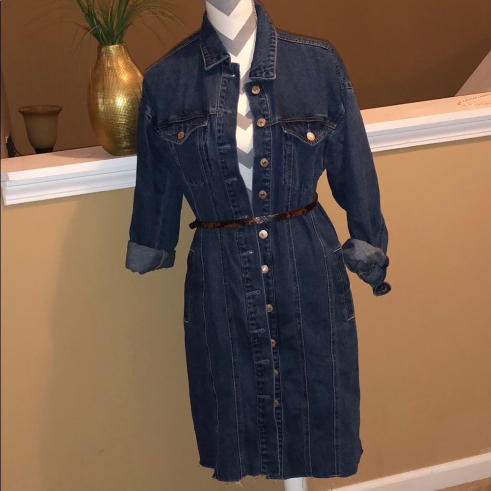 Forever 21 Long Jean Jacket Sz M